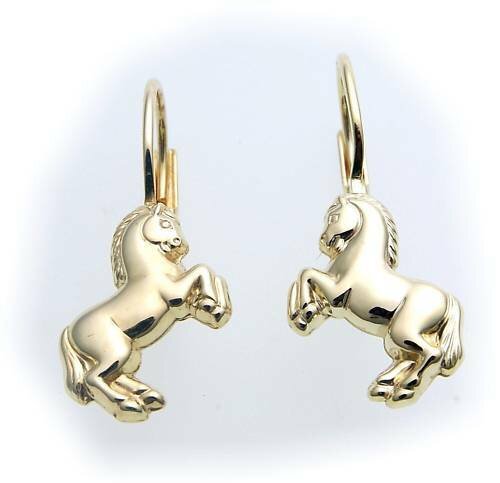Kinder Ohrringe Bouton Pferd echt 333 Gold Qualität günstig Ohrbouton Gelbgold