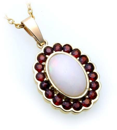 Neu Anhänger m. Granat echt Opal Silber 925 Granatanhänger Sterlingsilber Unisex