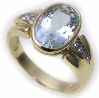 Neu Damen Ring echt Aquamarin Diamant 0,08 ct echt Gold...