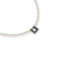 Neu Ernstes Design Kette K74 Edelstahl Perlen Diamant...