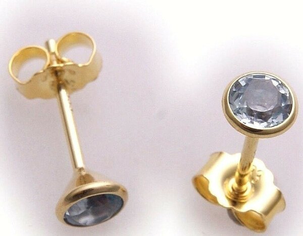 Neu Ohrringe Gold 333 8 karat Gelbgold Topas 4,5 mm Ohrstecker Stecker Blautopas