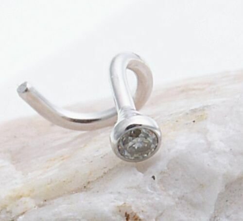 Neu Piercing Nase echt Weißgold 750 Brillant Nasenstecker Diamant 0,06 carat 18k