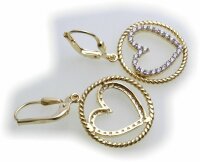 Ohrringe Hänger Herz Zirkonia echt Gold 333 Gelbgold Damen Ohrhänger