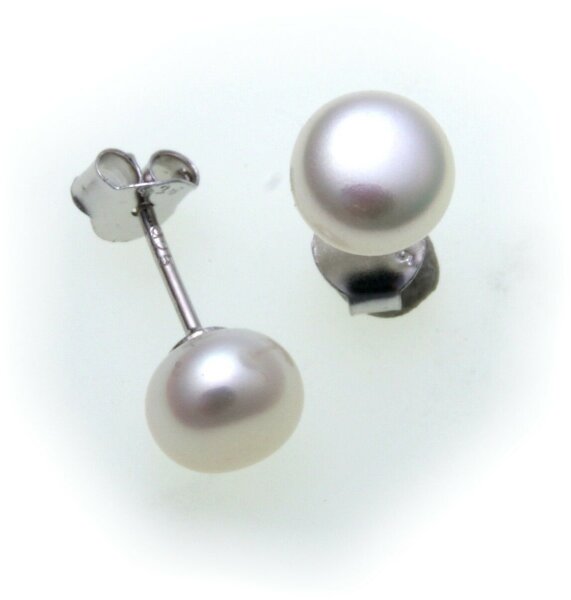 Ohrringe Stecker Zuchtperlen weiß 7 mm echt Silber 925 Sterlingsilber Unisex