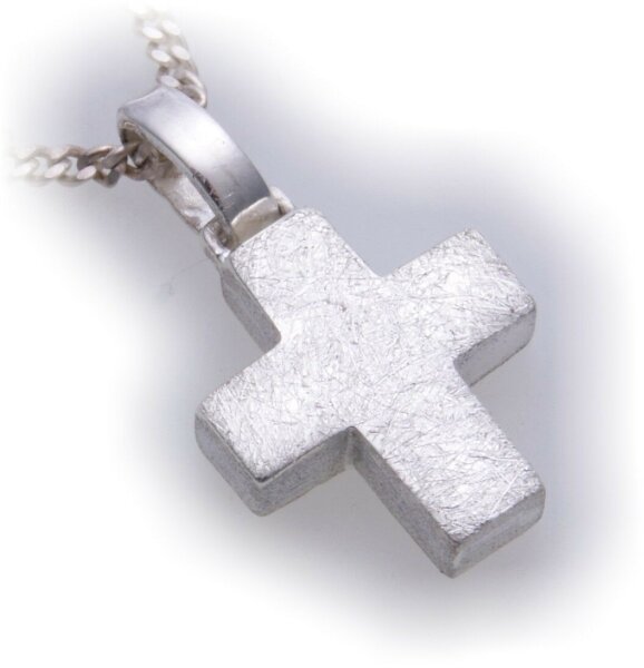 Neu Anhänger Kreuz echt Silber 925 Sterlingsilber Eismatt Qualität Unisex