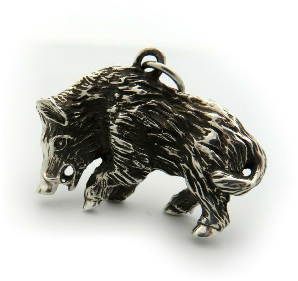 Anhänger groß Wildschwein echt 925 Sterlingsilber  Wildsau Anhänger Neu
