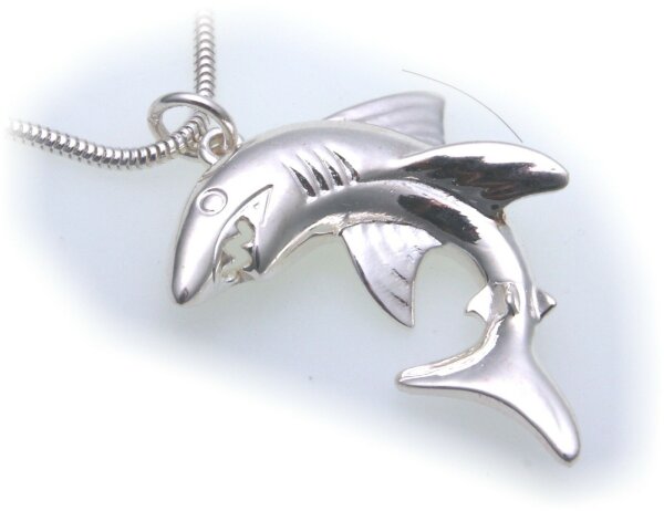 Anhänger Hai Fisch Silber 925 plastisch Haifisch Sterlingsilber Qualität Unisex