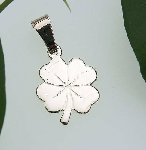 Anhänger Kleeblatt poliert mit V-Schlaufe echt 585 Gold Gelbgold Unisex Neu Klee