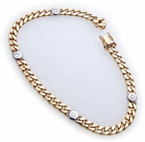 Damen Armband Brillant 0,20 ct SI Gold 585 Bicolor Panzerkette