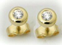 Damen Ohrringe Ohrstecker echt Gold 585 Brillant 0,10 ct 14 kt Gelbgold Diamant