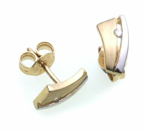 Damen Ohrringe Stecker Gold 333 Brillant 0,04 ct matt rhod Gelbgold Ohrstecker