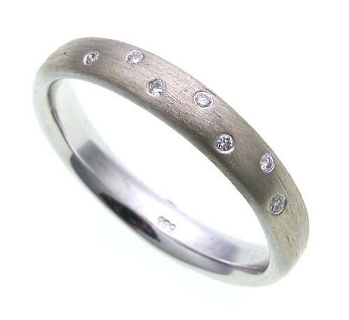 Damen Ring Brillant 0,04ct  echt Weißgold 585 mattiert Gold Diamant SI