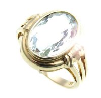 Damen Ring echt Blautopas 14 x 10 oval  echt Gold 585 Gelbgold Topas Neu