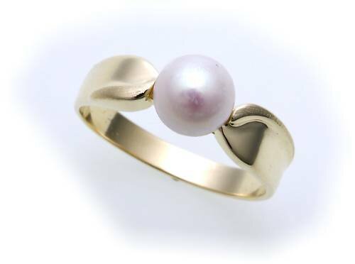 Damen Ring echt Gold 333  Perlen 7,5 mm Gelbgold Zuchtperle Qualität