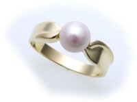 Damen Ring echt Gold 333  Perlen 7,5 mm Gelbgold...