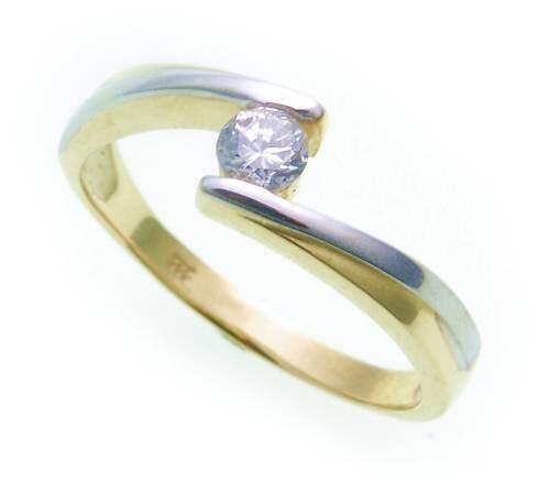 Damen Ring echt Gold 333 Zirkonia poliert rhod. Gelbgold 8kt BU1542 ZI