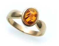 Damen Ring echter Bernstein aus de Ostsee echt Gold 585 Gelbgold 14k N8092 BE 5