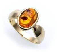 Damen Ring echter Bernstein aus de Ostsee echt Gold 585...