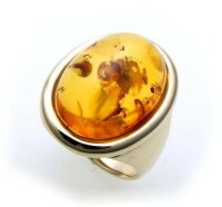 Damen Ring echter Bernstein aus de Ostsee echt Gold 585...