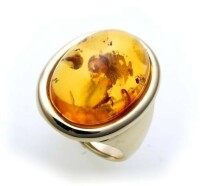 Damen Ring echter Bernstein aus de Ostsee echt Gold 585 Gelbgold Qualität 8529/5
