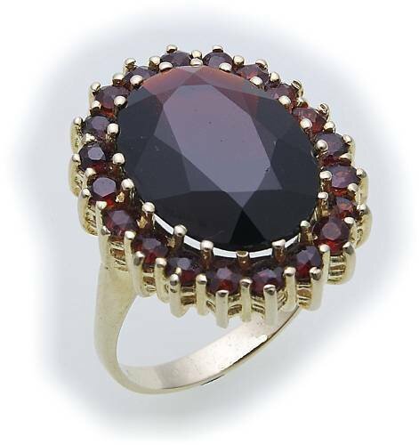Damen Ring m. Granat Cabochon in Gold 333 Granatring Gelbgold Qualität 8925/3