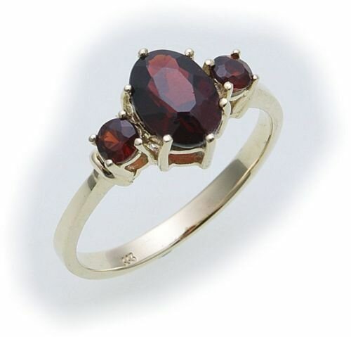 Damen Ring m. Granat in Gold 333 Granatring alle Weiten Gelbgold Qualität 8302/3