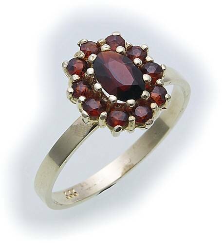 Damen Ring m. Granat in Gold 333 Granatring alle Weiten Gelbgold Qualität 8314/3