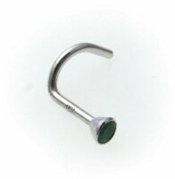 Neu Piercing Nase echt Weißgold 750 Smaragd Nasenstecker 18kt Nasenpiercing grün
