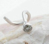 Neu Piercing Nase echt Weißgold 750 Smaragd Nasenstecker 18kt Nasenpiercing grün