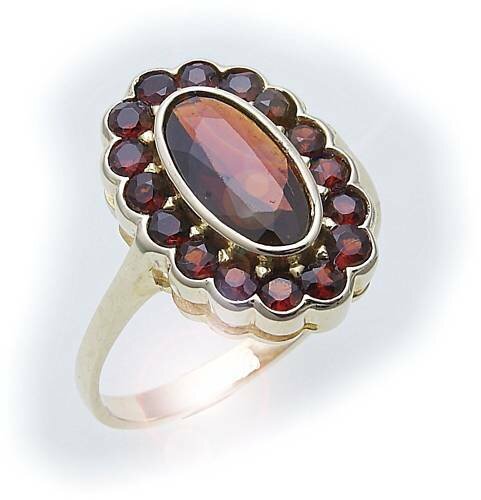 Damen Ring m. Granat in Gold 333 Granatring Gelbgold Qualität 8906/3GR