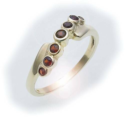 Damen Ring m. Granat in Gold 585 Gelbgold Granatring alle Weiten 8168/5GR