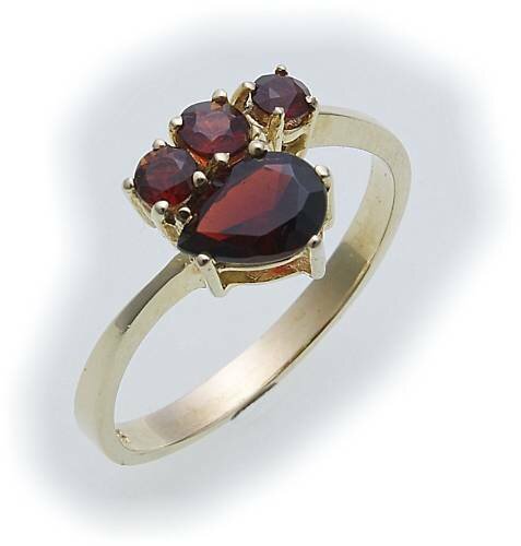 Damen Ring m. Granat in Gold 585 Gelbgold Granatring alle Weiten 8287/5GR