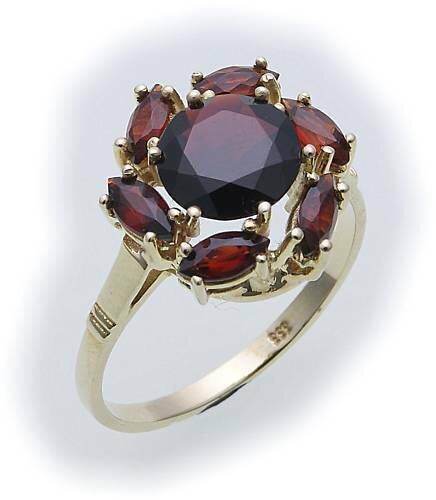 Damen Ring m. Granat in Gold 585 Gelbgold Granatring alle Weiten 8525/5GR
