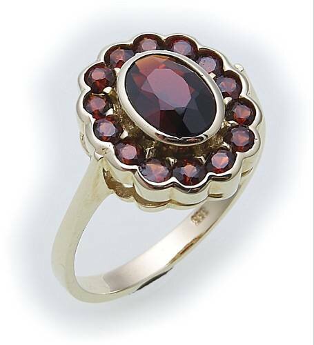 Damen Ring m. Granat in Gold 585 Gelbgold Granatring alle Weiten 8905/5GR