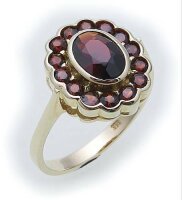 Damen Ring m. Granat in Gold 585 Gelbgold Granatring alle Weiten 8905/5GR