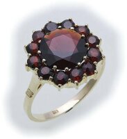 Damen Ring m. Granat in Gold 585 Gelbgold Granatring alle Weiten 8918/5GR