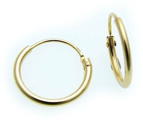 Ohrringe Creolen Gold 333 Glanz 13 mm Rohrform Gelbgold Unisex 8kt Z2507