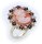 Damen Ring m. Granat. Muschelgemme u. Perlen Silber 925 Sterlingsilber Qualität