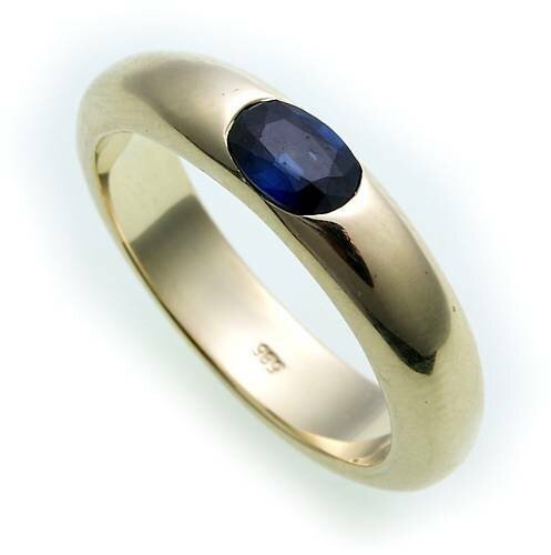 Damen Ring Safir Saphir 6x4 echt Gold 585 14 karat massiv Gelbgold Qualität