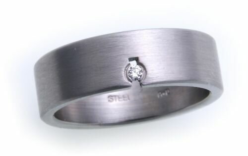 Damenring Ring Edelstahl Brillant 0,02ct mattiert Diamant Neu D1024 BR