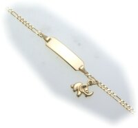 Armband Kinder Elefant 14cm Gold 333 Gelbgold Schildarmband incl. Gravur ID Band