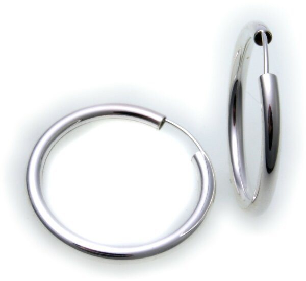Ohrringe Creolen Silber 925 Glanz 30 mm Rohrform 3 mm Sterlingsilber Unisex