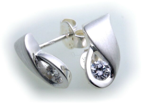 exkl. Ohrringe Stecker echt Silber 925 mit Zirkonia Sterling Ohrstecker
