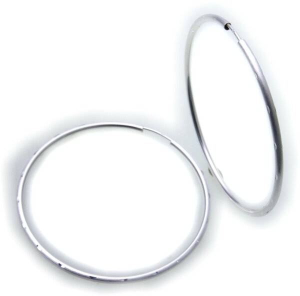 Ohrringe Creolen Silber 925 mattiert 50 mm Sterlingsilber Unisex verziert