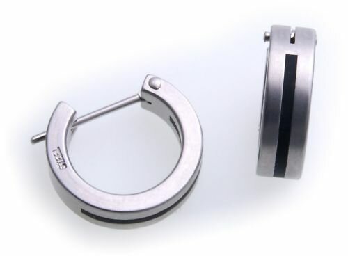 Ohrringe Creolen Edelstahl m Kunstst. Damen Herren 14mm