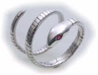 Schlangenring Silber 925 mit Rubin Ring Schlange Sterlingsilber Unisex