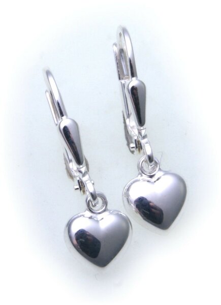 Ohrringe Hänger Herz Glanz echt Silber 925 Ohrhänger  Sterlingsilber Unisex