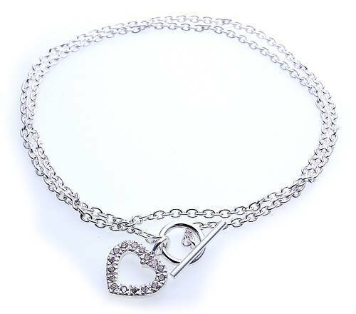 Anhänger Collier Herz Zirkonia echt Silber 925 mit Kette Sterlingsilber