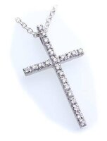 Anhänger Kreuz Brillant 0,27 ct Gold 585 poliert 31 mm Diamant Gelbgold 8k Damen