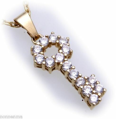 Anhänger Schlüssel Gold 585 mit Zirkonia  a Steinarten Gelbgold Damen